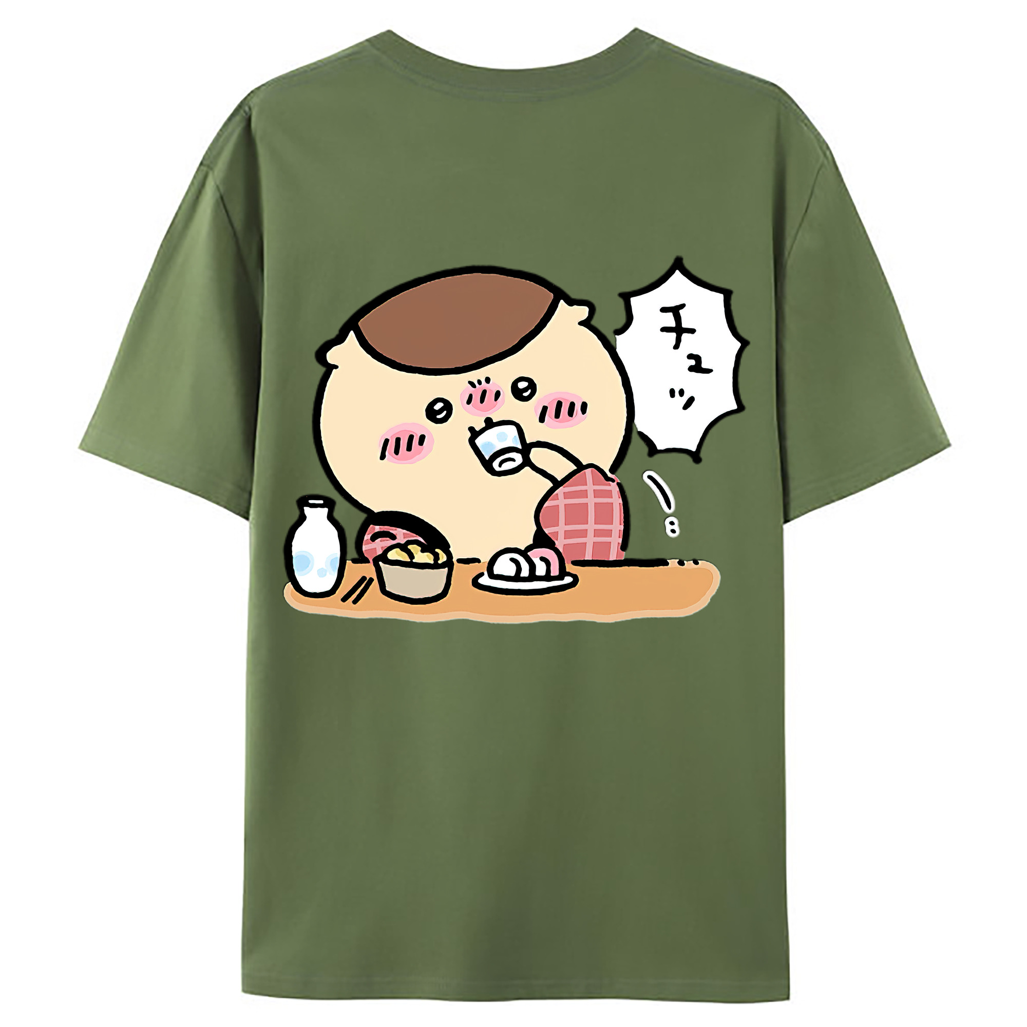 （画像用） ちいかわ くりまんじゅう Chii-kawa kuri manjū 綿100％ メンズ半袖Tシャツ（バックプリント） 通気性